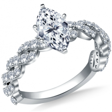 Embellished Twist Marquise Diamond Vintage Plait Ring