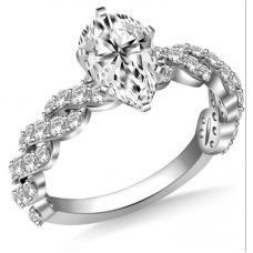 Embellished Twist Pear Diamond Vintage Plait Ring