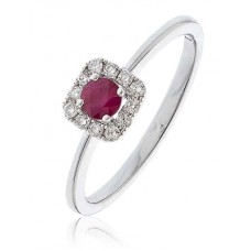 Ruby & Diamond Cluster Ring