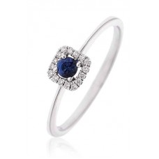 Blue Sapphire & Diamond Cluster Ring