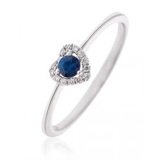 Blue Sapphire & Diamond Halo Ring