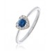 Round Blue Sapphire & Diamond Cluster Ring