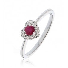 Round Ruby & Diamond Cluster Ring