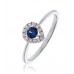 Round Blue Sapphire & Diamond Halo Ring