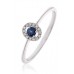 Blue Sapphire & Diamond Halo Cluster Ring