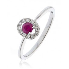 Round Ruby & Diamond Cluster Ring