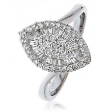Round & Baguette Diamond Twist Cocktail Ring