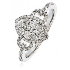 Unique Round Diamond Cluster Halo Ring
