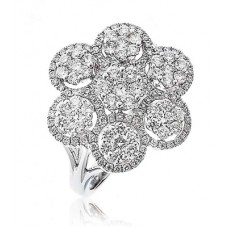 Elegant Round Diamond Flower Dress Ring
