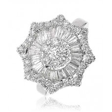 Unique Round & Baguette Diamond Dress Ring
