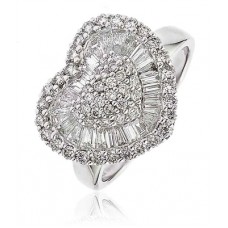 Elegant Diamond Cluster Heart Dress Ring