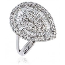 Elegant Diamond Pave Pear Shaped Dress Ring