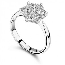 Elegant Round Diamond Flower Cluster Ring