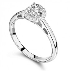 Elegant Round Diamond Single Halo Ring