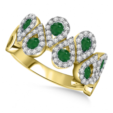Emerald & Diamond Halo Multi Gemstone Ring