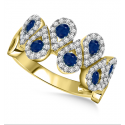Blue Sapphire & Diamond Halo Multi Gemstone Ring