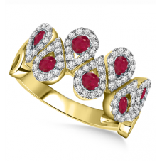 Ruby & Diamond Halo Multi Gemstone Ring