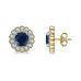 Blue Sapphire & Diamond Cluster Earrings