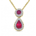 Ruby And Diamond Halo Drop Pendant