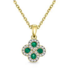 Emerald & Diamond Halo Clover Necklace