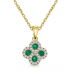 Emerald & Diamond Halo Clover Necklace