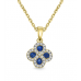 Blue Sapphire & Diamond Halo Clover Necklace