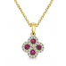 Ruby & Diamond Halo Clover Necklace