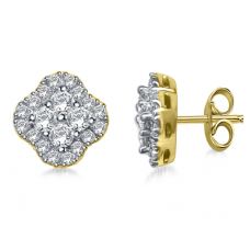 Elegant Round Diamond Cluster Earrings