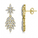 Round Diamond Dangling Leaf Drop Earrings