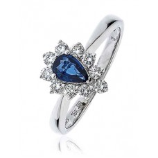 Pear Blue Sapphire & Diamond Cluster Ring Pear Blue Sapphire & Diamond Cluster Ring