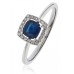 Cushion Blue Sapphire & Diamond Cluster Ring