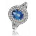 Oval Blue Sapphire & Diamond Engagement Ring