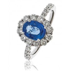 Oval Blue Sapphire & Diamond Engagement Ring