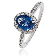 Oval Blue Sapphire & Diamond Engagement Ring