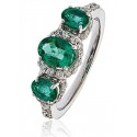 Emerald & Diamond Trilogy Halo Ring
