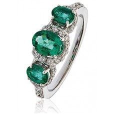 Emerald & Diamond Trilogy Halo Ring Emerald & Diamond Trilogy Halo Ring