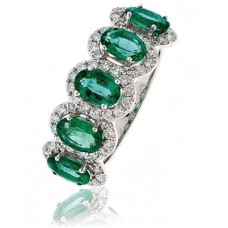 Modern Emerald & Diamond Halo Dress Ring