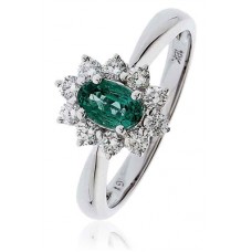 Oval Shaped Emerald & Diamond Cluster Ring