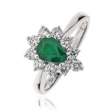 Pear Shaped Emerald & Diamond Ring