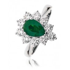 Pear Shaped Emerald & Diamond Ring