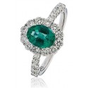 Oval Shaped Emerald & Diamond Cluster Ring