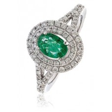 Oval Shaped Emerald & Diamond Engagement Ring