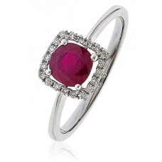 Round Ruby & Diamond Cluster Ring