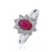 Oval Shaped Ruby & Diamond Cluster Ring