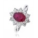Oval Shaped Ruby & Diamond Cluster Ring