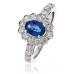 Oval Blue Sapphire & Diamond Engagement Ring