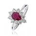 Pear Shaped Ruby & Diamond Cluster Ring