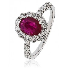 Oval Shaped Ruby & Diamond Engagement Ring