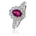 Oval Shaped Ruby & Diamond Cluster Ring