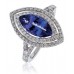 Marquise Shaped Tanzanite & Diamond Halo Ring